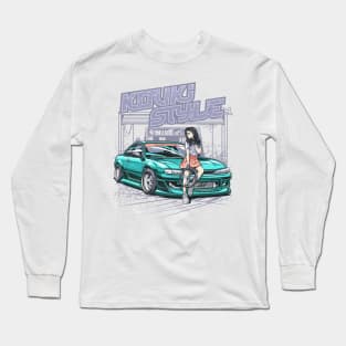 Nissan Silvia S14 Kouki Style, Japanese Race car, JDM Tee, sr20, Car Fan, Car Guy Gift Idea, Car Enthusiasts, Car Lover Poster, Gift For Mechanic Long Sleeve T-Shirt